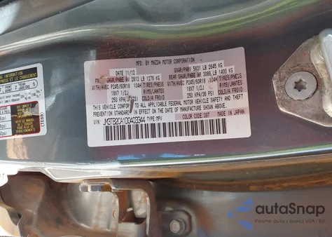 2013 Mazda Cx-9 Touring from USA, damaged, VIN JM3TB2CA1D0403344